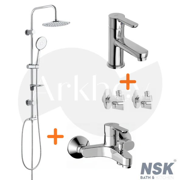 NSK Lavabo, Banyo Bataryası, Filtreli Ara Musluk ve Duş Sistemi Seti ARKHEV0028 ürün görseli 1