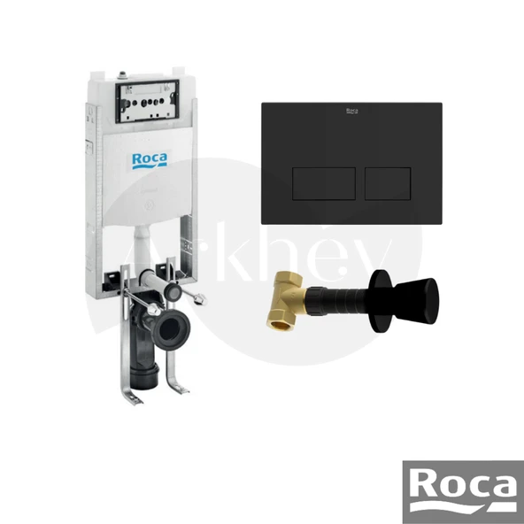 Roca Yuvarlak Stop Valf + AC4 Basma Butonlu + Active One Gömme Rezervuar Seti - Mat Siyah A89P060120 ürün görseli 1