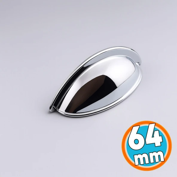 Mobilya Çekmece Dolap Kapak Kulpu Modern Mutfak Kulpları Kulp 64 mm Krom Gümüş Renk Metal ürün görseli 1