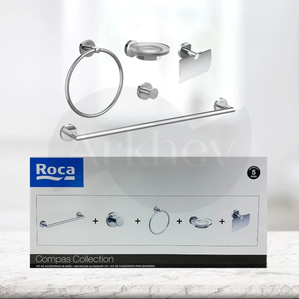 Roca Compas 5'li Banyo Aksesuar Seti - Krom A817560001 ürün görseli 1