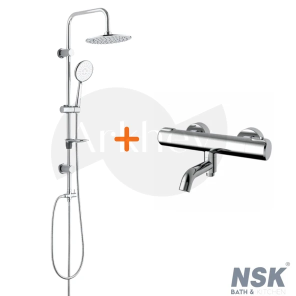 NSK Termostatik Banyo Bataryası ve Duş Sistemi Paketi - Krom ARKHEV0030 ürün görseli 1