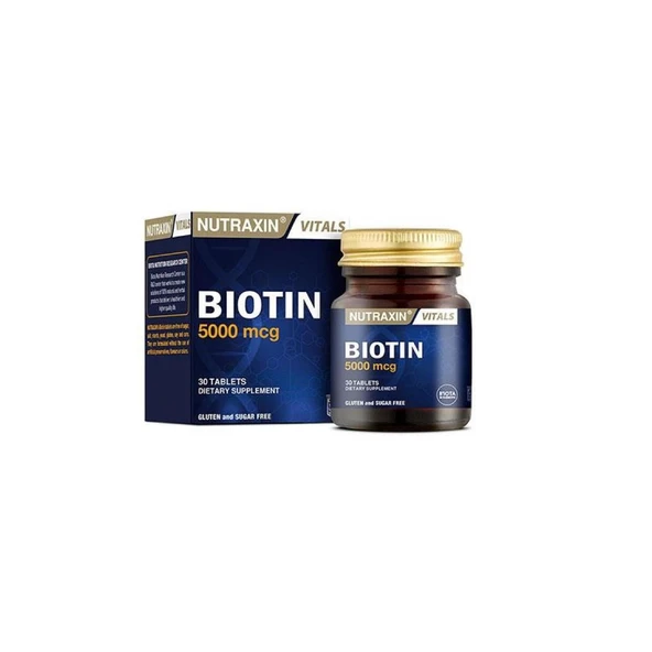 Biotin 5000 mcg Takviye Edici Gıda 30 Tablet ürün görseli 1