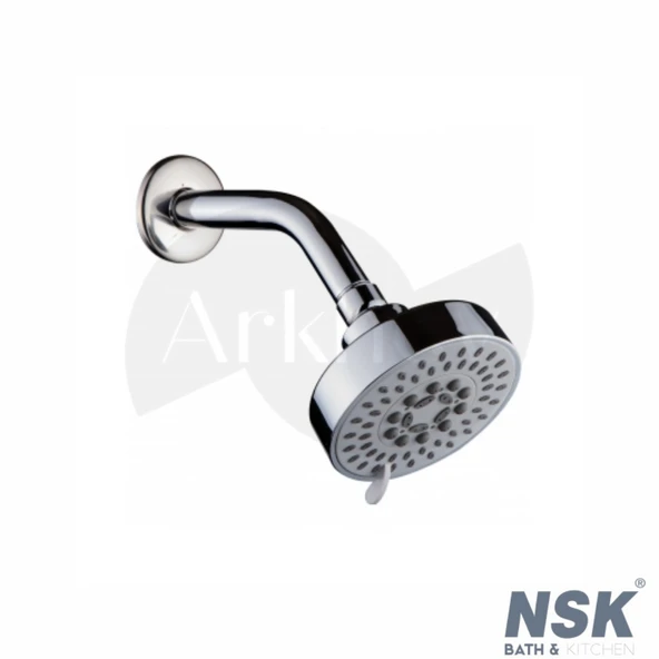 NSK Ankastre Tepe Duş Başlığı Seti - Krom / 5 Fonksiyonlu / Duvar Bağlantı Borusu ve Rozet Dahil N2893002 ürün görseli 1