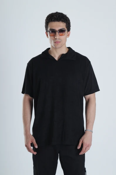 Erkek Siyah T-Shirt Dokuma Kumaş COC1158 ürün görseli 1