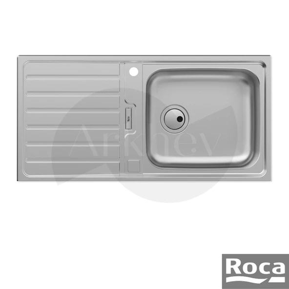 Roca Siena Tek Gözlü Çelik Eviye 1000x500mm - Paslanmaz Çelik / Sağ-Sol Damlalıklı Kullanıma Uygun - A870KC1000 ürün görseli 1