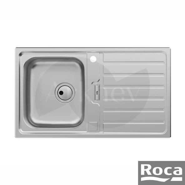 Roca Siena Tek Gözlü Çelik Eviye 860x500mm - Paslanmaz Çelik / Sağ-Sol Damlalıklı Kullanıma Uygun - A870KC0860 ürün görseli 1