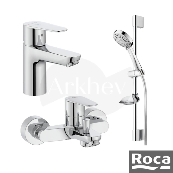 Roca Victoria Plus Lavabo + Banyo Bataryası ve Stella Sürgülü Duş Takımı Seti -  Krom A5D054FC0K ürün görseli 1