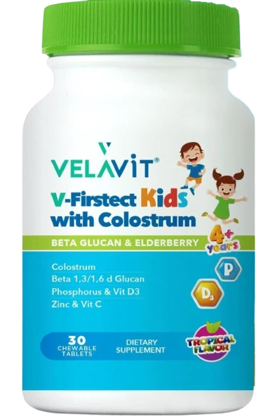 V-Firstect Kids with Colostrum Takviye Edici Gıda(Tropikal Aromalı) 30 Kapsül ürün görseli 1