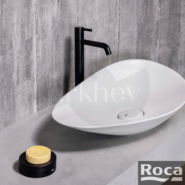 Roca Ona Yüksek Çanak Lavabo Bataryası - Mat Siyah / Cold Start / Mat Siyah Click Clack Sifonlu A5A349ENB0 ürün görseli 1