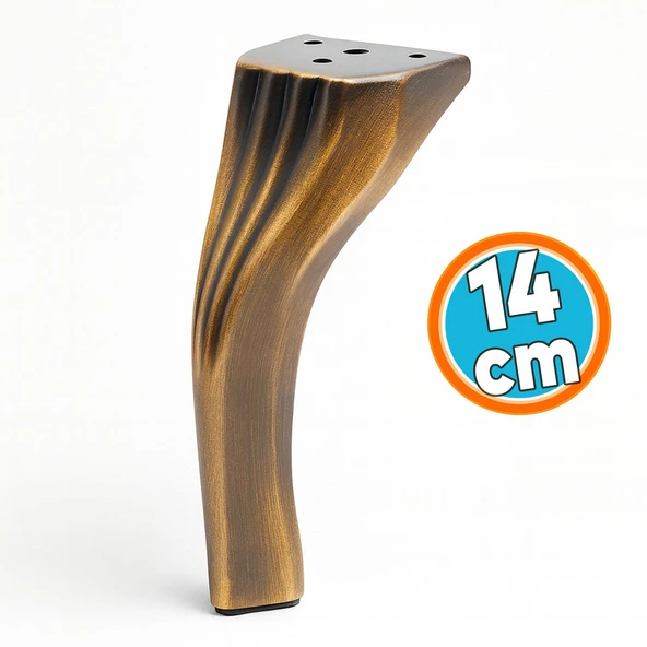 Mobilya Ayağı Ayakları Ünite Baza Koltuk Kanepe Sehpa Masa Metal 14 cm Eskitme Antik Sarı ürün görseli 1
