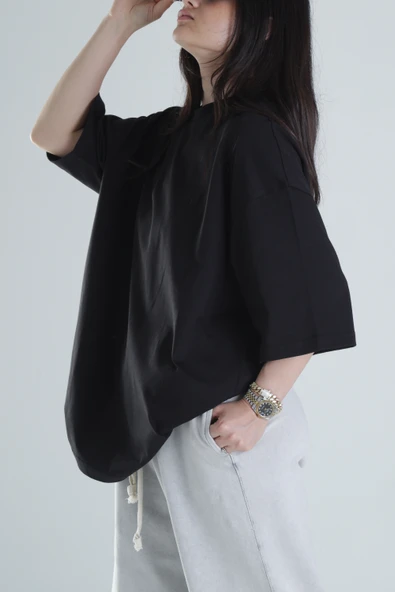 Oversize Siyah T-Shirt COC1315 - Resim 3