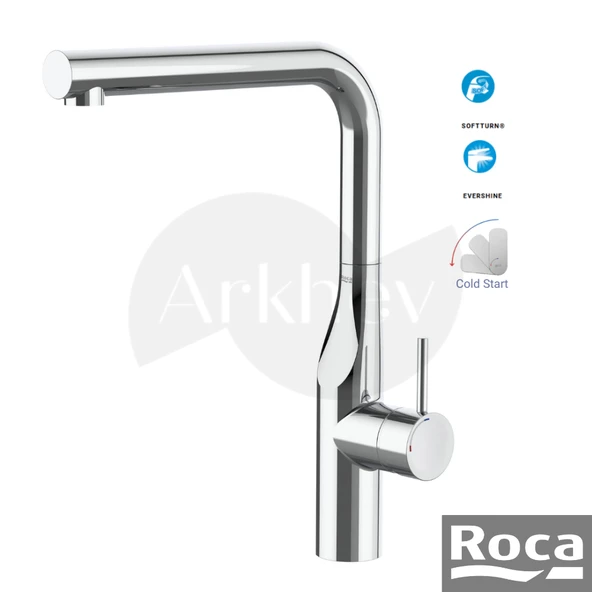 Roca Glera Döner "L" Borulu Eviye Bataryası - Krom / Cold Start A5A834DC00 ürün görseli 1