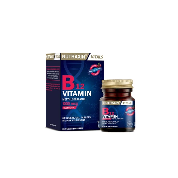 B12 Vitamini 1000mcg Kiraz Aromalı Takviye Edici Gıda 60 Dil Altı Tablet ürün görseli 1