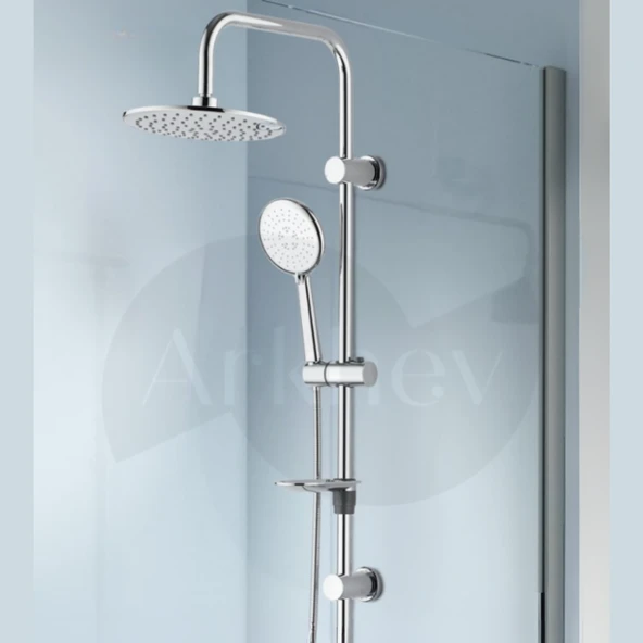 NSK Tempera Round Tepe Duş Başlıklı Duş Sistemi - Krom N2921902 ürün görseli 1