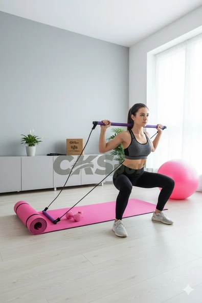 5’li Pilates Seti – 10MM Pilates Matı + Studio Topu + 1KG x2 Dambıl + Atlama İpi – Ev Fitness & Full Body Egzersiz Seti ürün görseli 1