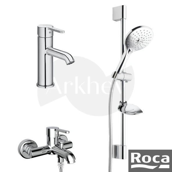 Roca Carelia Lavabo + Banyo Bataryası ve Aurea Sürgülü Duş Takımı Seti - Krom A5DA58AC0K ürün görseli 1
