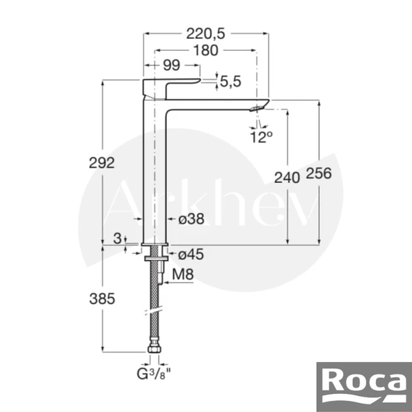 Roca Cala Yüksek Çanak Lavabo Bataryası - Krom / Cold Start A5A346EC00 - Resim 3