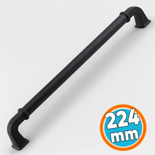 Mobilya Çekmece Mutfak Dolabı Dolap Kapak Kulp Kulb Kulpu Metal Mat Siyah Kulp 224 mm 22.4 cm ürün görseli 1