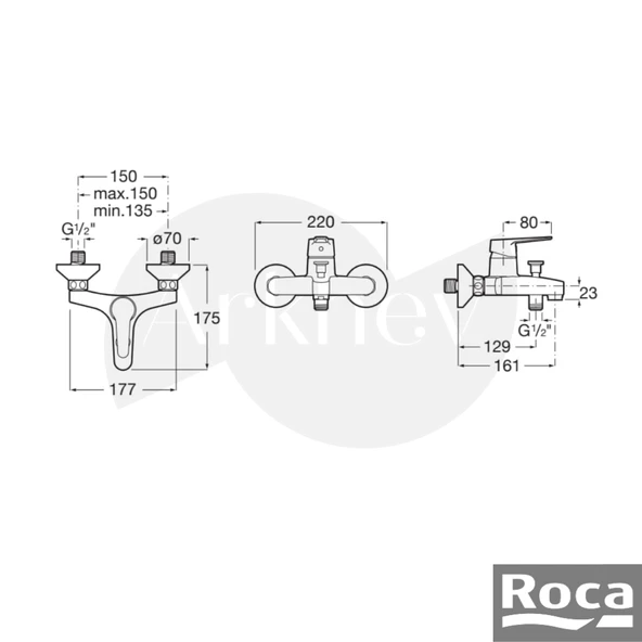 Roca Estreia Banyo Bataryası - Krom A5A027EC0K - Resim 2
