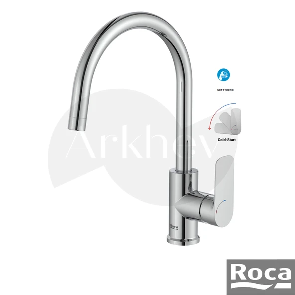 Roca Cala Döner Kuğu Borulu Eviye/Mutfak Bataryası - Krom / Cold Start A5A846EC00 ürün görseli 1