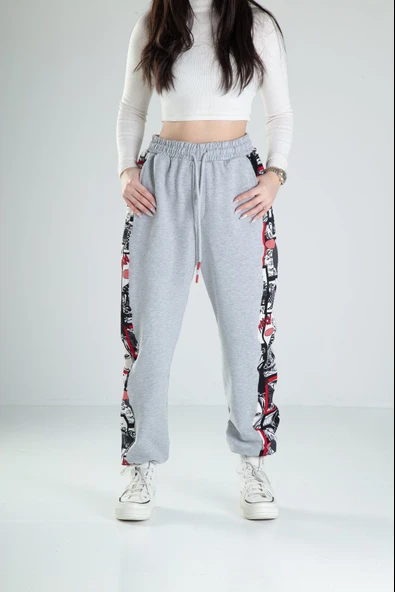 Çizgi Roman Desenli Gri Jogger COC2348 ürün görseli 1