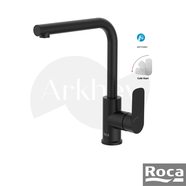 Roca Cala Döner "L" Borulu Eviye Bataryası - Mat Siyah A5A836ENB0 ürün görseli 1
