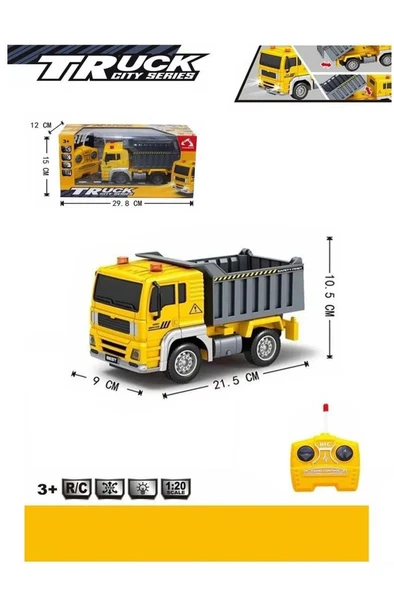 Kumandalı Pilli Işıklı 1:20 Ölçek Sesli Eğitici Oyuncak Damperli Kamyon Araba ürün görseli 1