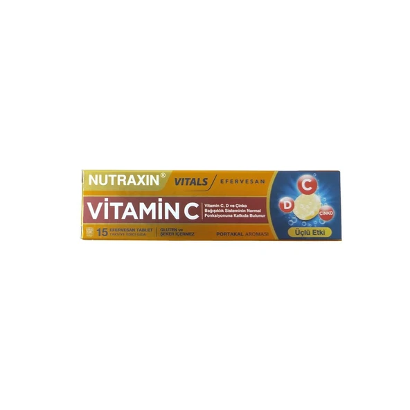 Vitamin C Üçlü Etki (C-D-Çinko) İçeren Takviye Edici Gıda 15 Efervesan Tablet ürün görseli 1