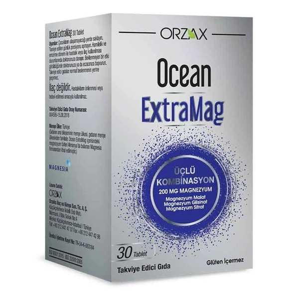 Ocean ExtraMag Üçlü Kombinasyon Takviye Edici Gıda 30 Tablet ürün görseli 1