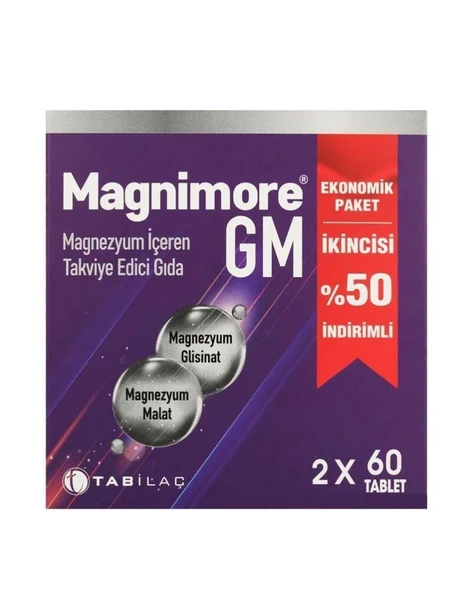 Magnimore GM Magnezyum 2x60 Tablet- 2.si %50 İndirimli ürün görseli 1