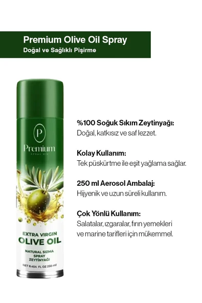 Premium 250 ML, 5 AL 4 ÖDE Zeytinyağ Sprey, Hediyeli - Resim 2