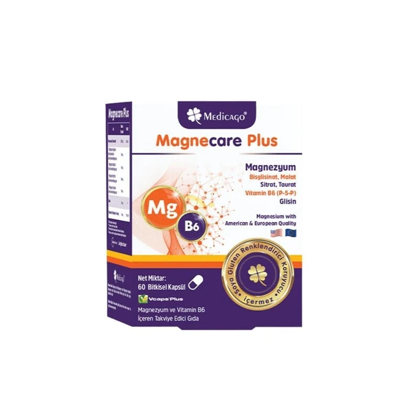 Magnecare Plus Magnezyum Ve Vitamin B6 İçeren Takviye Edici Gıda 60 Bitkisel Kapsül ürün görseli 1