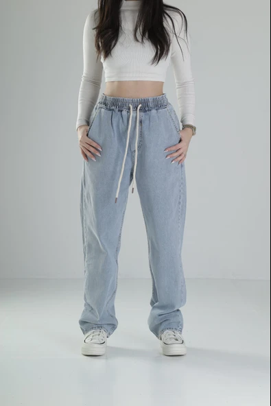 Kadın Buz Mavisi Baggy Pantolon COC1908 ürün görseli 1