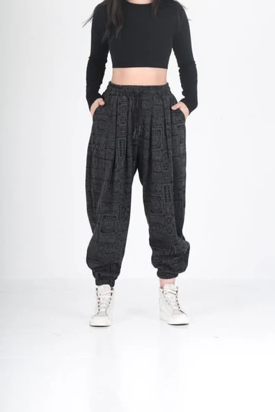 Lahit Desenli Pileli Jogger Pantolon COC2018 ürün görseli 1