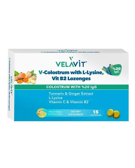 Velavit V-Colostrum With L-Lysine Vit B2 Lozenges 15 Pastil ürün görseli 1