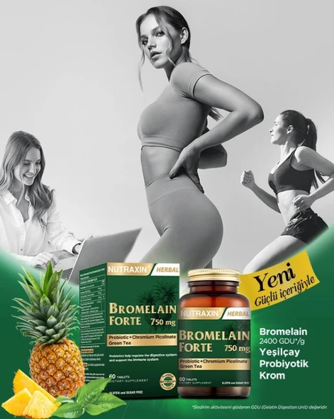 Nutraxin Bromelain Forte 60 Tablet - Resim 2
