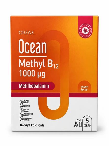 Orzax Ocean 1000 mg Methyl Cobalamin B12 Sprey 5 ml ürün görseli 1