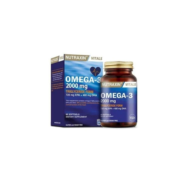 Vitals Omega-3 2000mg Balık Yağı İçeren Takviye Edici Gıda 60 Yumuşak Kapsül ürün görseli 1