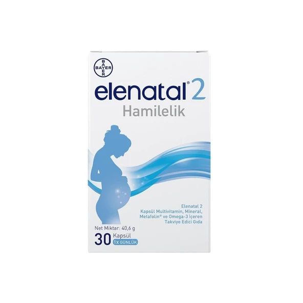 Elenatal2 Multivitamin, Mineral, Metafolin ve Omega3 İçeren Takviye Edici Gıda 30 Kapsül ürün görseli 1