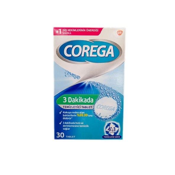 Corega 3 Dakikada Diş Protezi Temizleyici 30 Tablet ürün görseli 1
