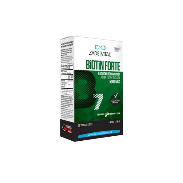 Biotin Forte Isırgan Tohumu Yağı İçeren Takviye Edici Gıda 5000mcg 30 Kapsül ürün görseli 1