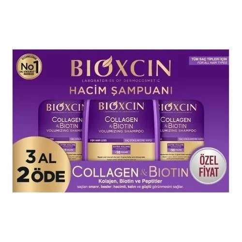 Bioxcin Collagen & Biotin Hacim Şampuan 3 Al 2 Öde 3 x 300 ml ürün görseli 1