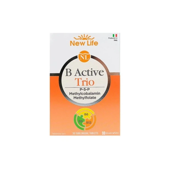 B Active Trio B Vitamini Ve Folik Asit İçeren Takviye Edici Gıda 30 Dilaltı Tablet ürün görseli 1