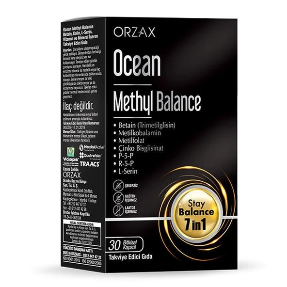 Ocean Methyl Balance B Vitamini Ve Mineraller İçeren Takviye Edici Gıda 30 Kapsül ürün görseli 1