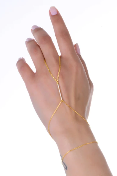 Gümüş altın yaldızlı zirkon taşlı modern bar (çubuk) şahmeran SGTL13012GOLD ürün görseli 1