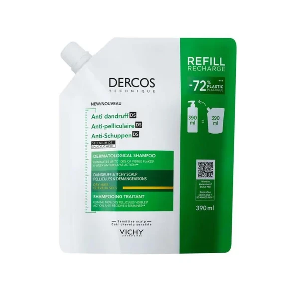 Vichy Dercos Anti Dandruff Kepek Karşıtı Şampuan 390ml - Kuru Saçlar - Refill ürün görseli 1