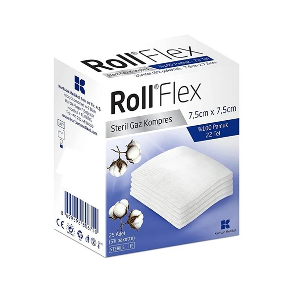 Roll Flex Steril Gaz Kompres 7,5cm x 7,5cm 25'li ürün görseli 1