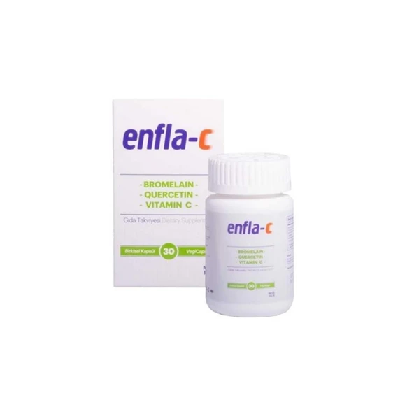 Enfla-C Bromelain, Vitamin C Ve Quercetin İçeren Takviye Edici Gıda 30 Bitkisel Kapsül ürün görseli 1