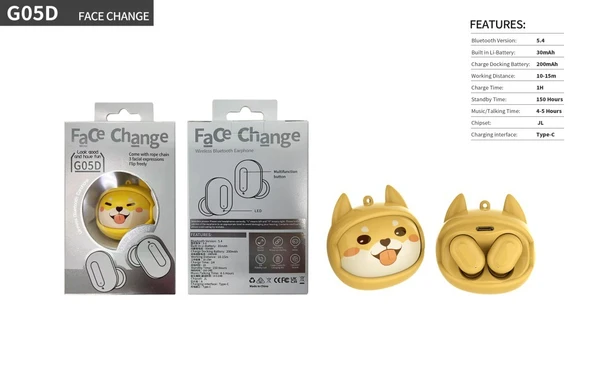 Volkano G-05D Face Change Yellow Dog TWS Kulaklık ürün görseli 1