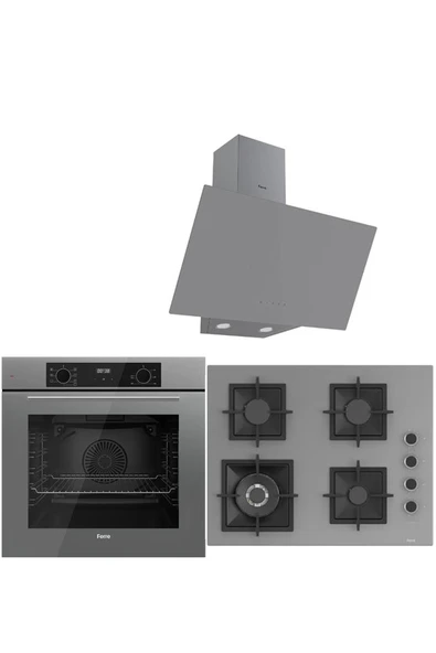 Ferre ICON PLUS 75 SERİSİ 3LÜ CAM ANKASTRE SET (QBL63CPR-SC408-D079) ürün görseli 1